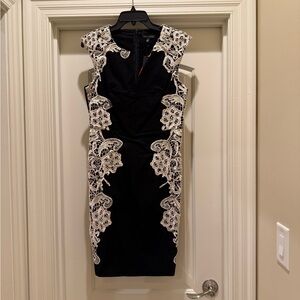 NWT-Elegant Black Dress with Cream Lace Detailing
London Dress Company